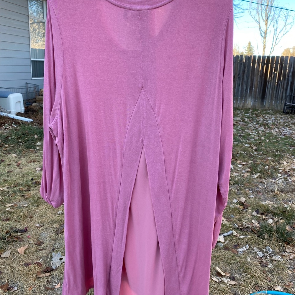 Lori Goldstein pink long sleeve tunic top 3X